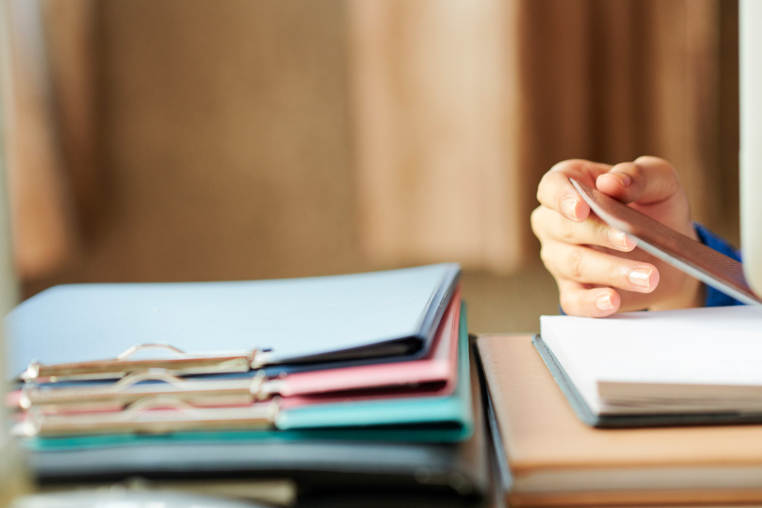 Woman opening planner